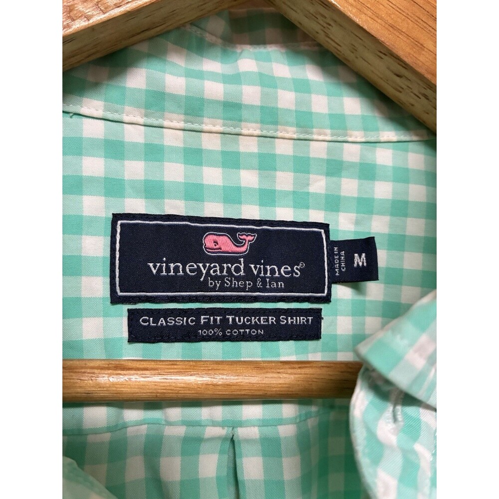 Vineyard Vines Men’s Turquoise Plaid Long Sleeve Classic Fit Tucker Size Medium - Picture 6 of 12